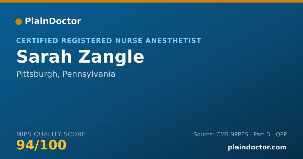 Shareable card for Sarah Zangle - Certified Registered Nurse Anesthetist, Pittsburgh, PA