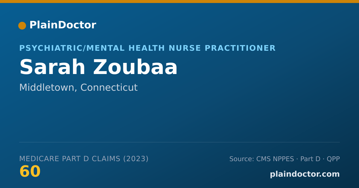 Shareable card for Sarah Zoubaa - Psychiatric/Mental Health Nurse Practitioner, Middletown, CT