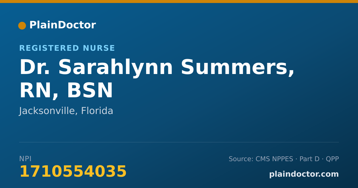 Shareable card for Sarahlynn Summers, RN, BSN - Registered Nurse, Jacksonville, FL