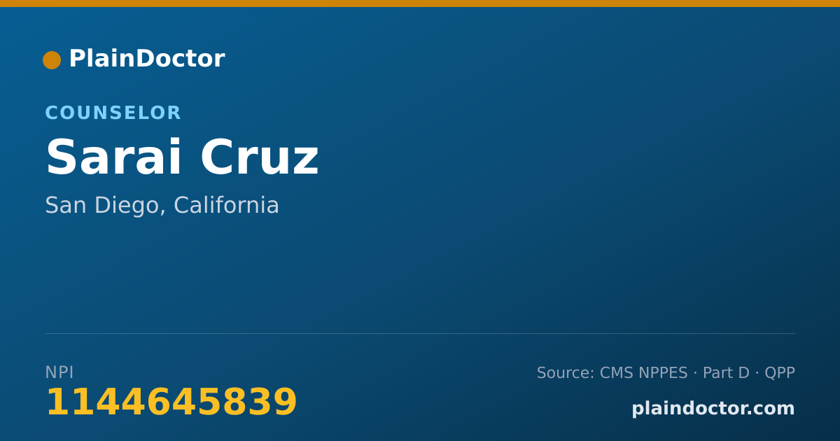 Shareable card for Sarai Cruz - Counselor, San Diego, CA