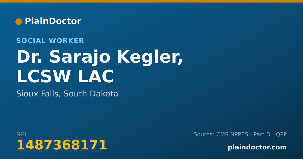 Shareable card for Sarajo Kegler, LCSW LAC - Social Worker, Sioux Falls, SD
