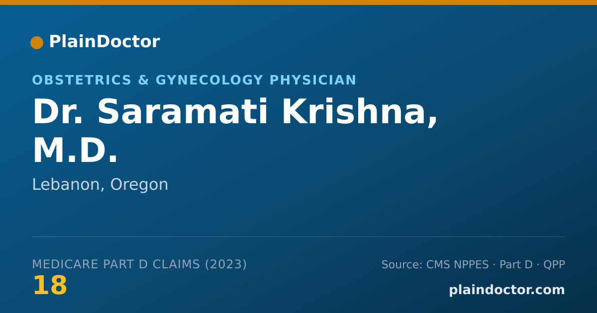 Shareable card for Saramati Krishna, M.D. - Obstetrics & Gynecology Physician, Lebanon, OR