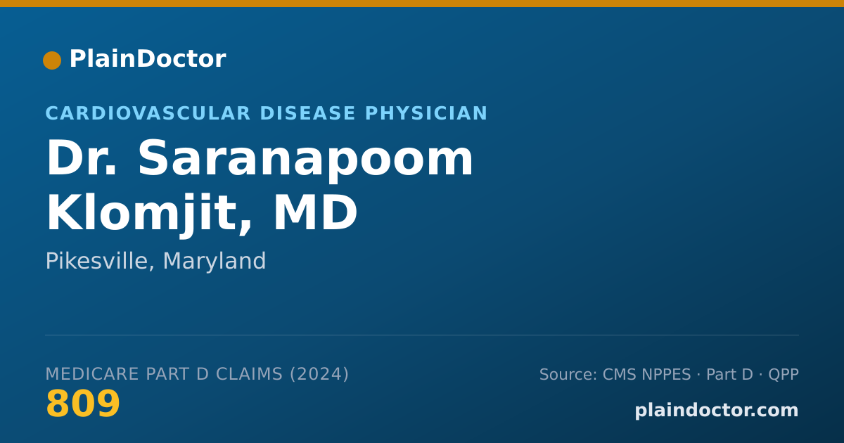 Shareable card for Saranapoom Klomjit, MD - Cardiovascular Disease Physician, Pikesville, MD