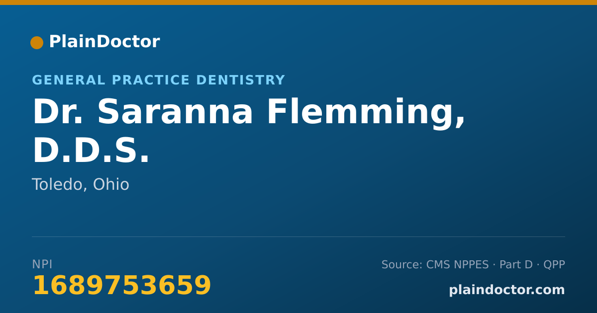 Shareable card for Saranna Flemming, D.D.S. - General Practice Dentistry, Toledo, OH
