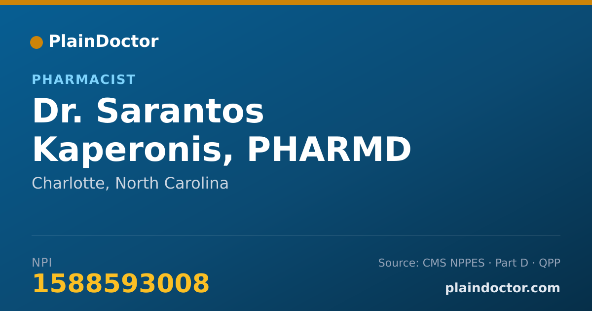 Shareable card for Sarantos Kaperonis, PHARMD - Pharmacist, Charlotte, NC