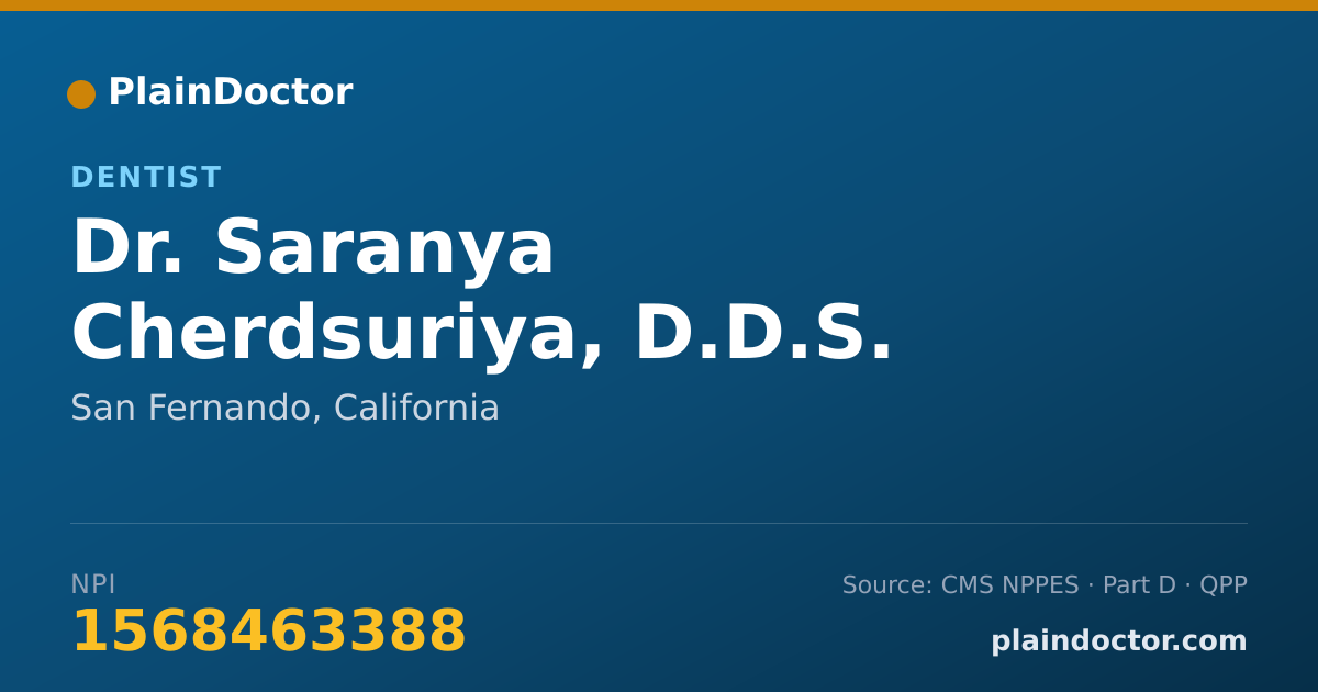 Shareable card for Saranya Cherdsuriya, D.D.S. - Dentist, San Fernando, CA