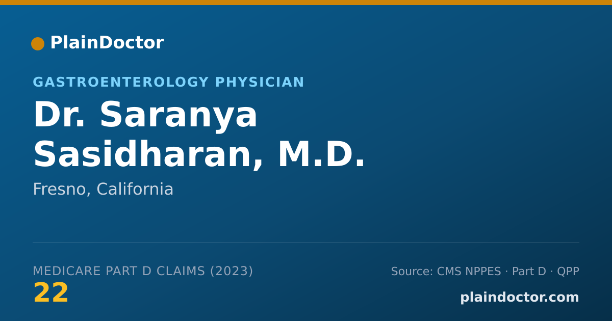 Shareable card for Saranya Sasidharan, M.D. - Gastroenterology Physician, Fresno, CA