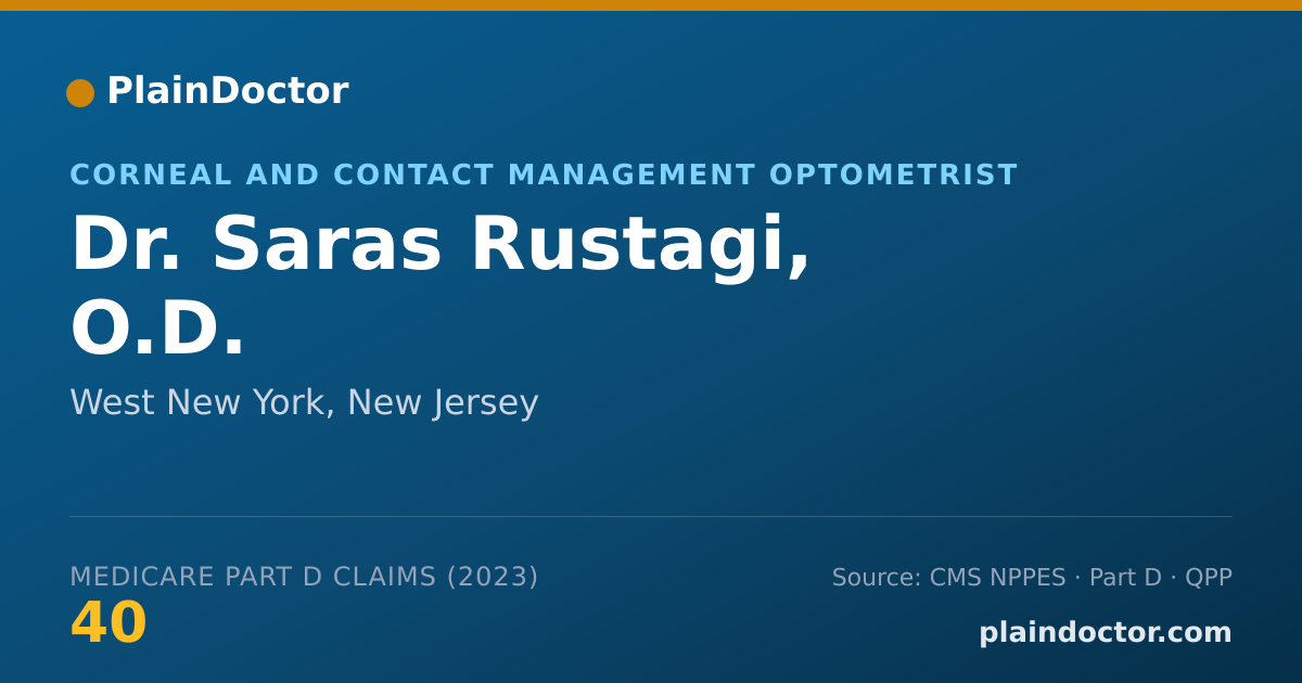 Shareable card for Saras Rustagi, O.D. - Corneal and Contact Management Optometrist, West New York, NJ