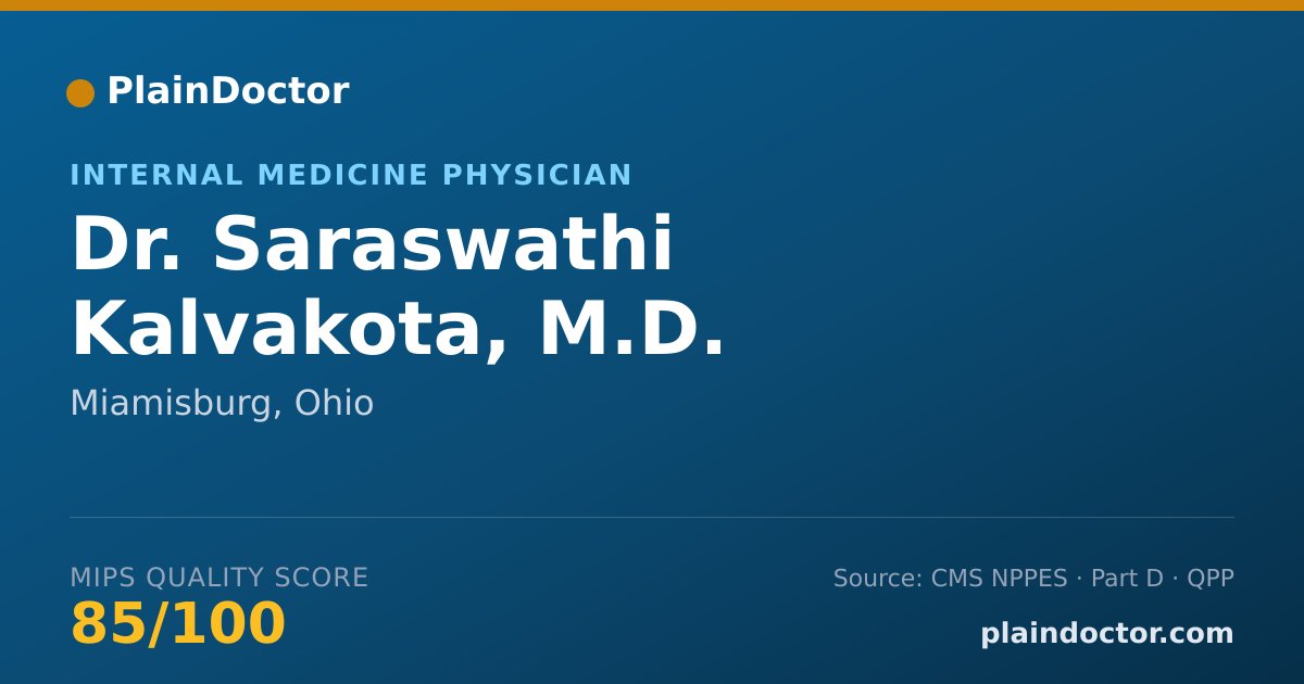Shareable card for Saraswathi Kalvakota, M.D. - Internal Medicine Physician, Miamisburg, OH