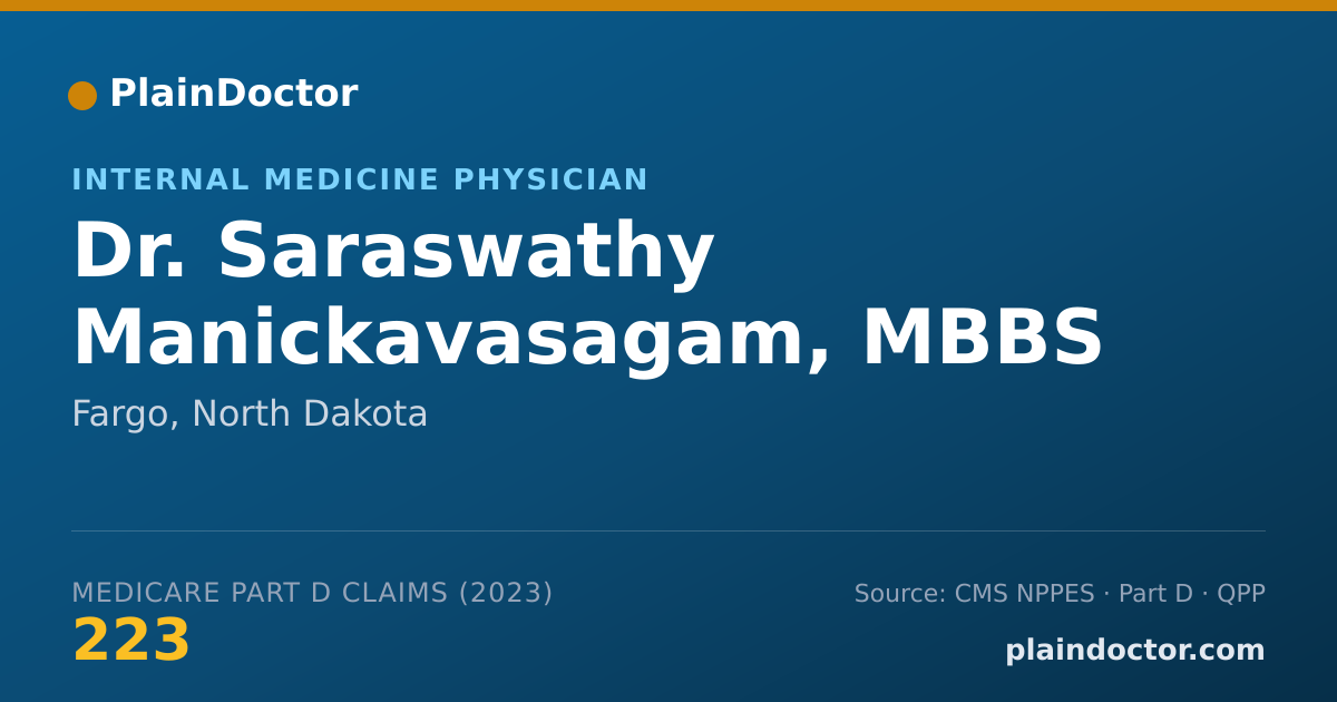 Shareable card for Saraswathy Manickavasagam, MBBS - Internal Medicine Physician, Fargo, ND