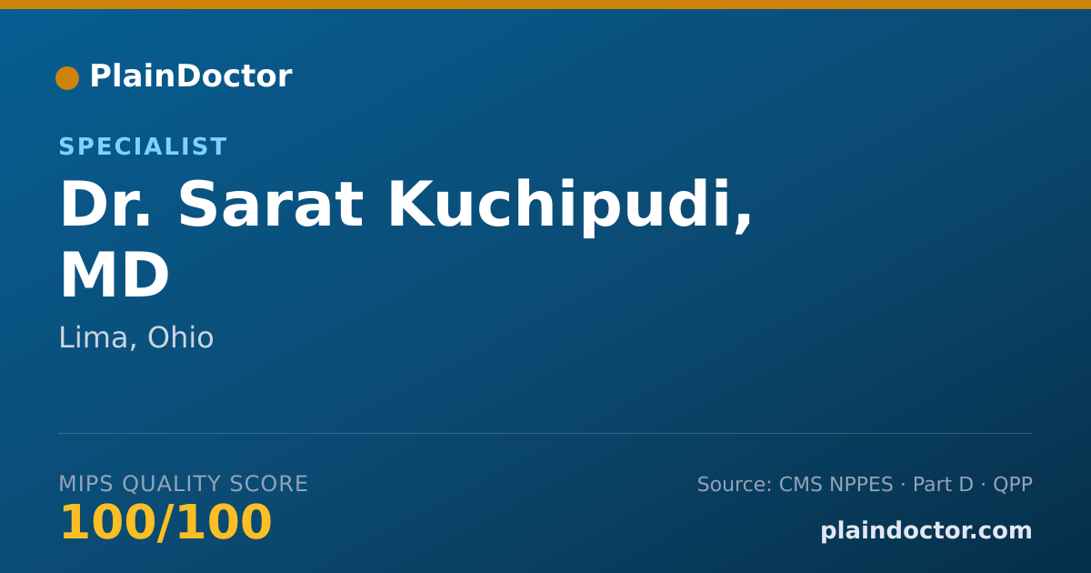 Shareable card for Sarat Kuchipudi, MD - Specialist, Lima, OH