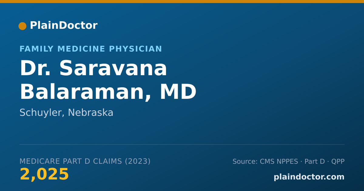Shareable card for Saravana Balaraman, MD - Family Medicine Physician, Schuyler, NE