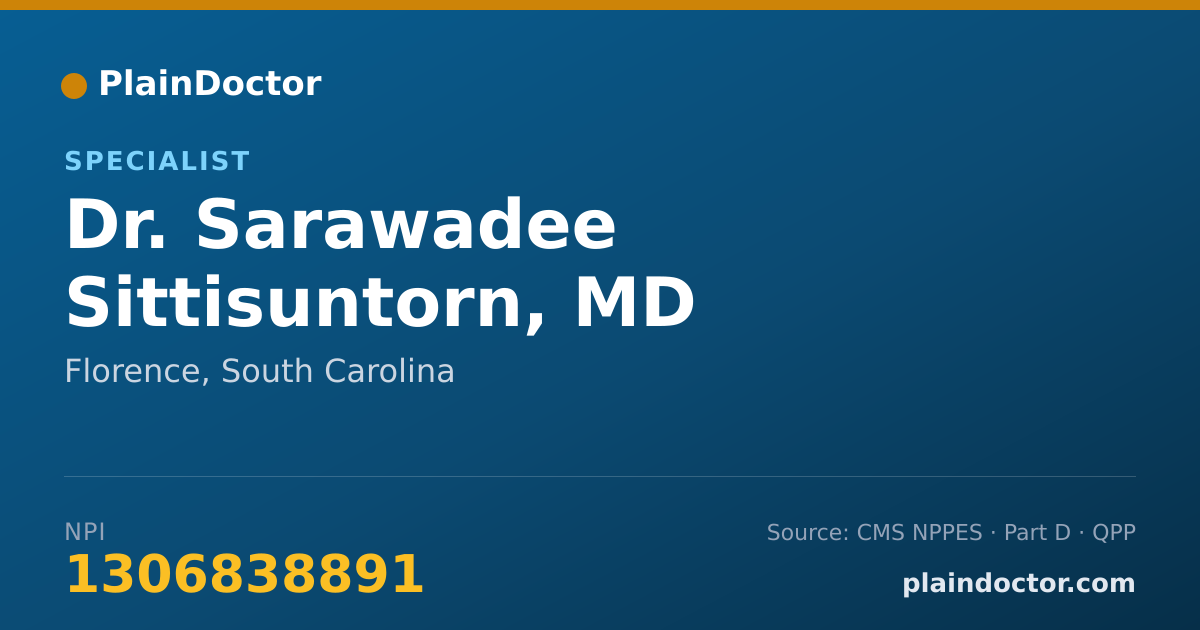 Shareable card for Sarawadee Sittisuntorn, MD - Specialist, Florence, SC