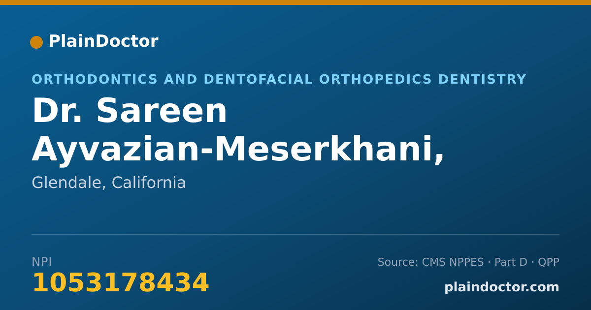 Shareable card for Sareen Ayvazian-Meserkhani, DDS - Orthodontics and Dentofacial Orthopedics Dentistry, Glendale, CA