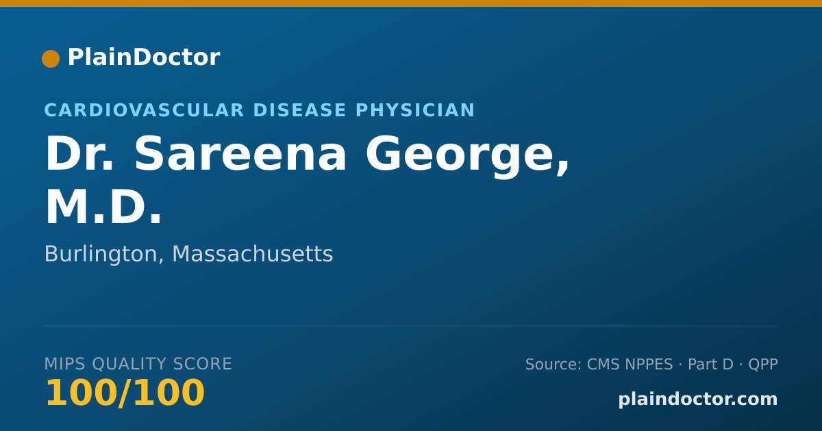 Shareable card for Sareena George, M.D. - Cardiovascular Disease Physician, Burlington, MA