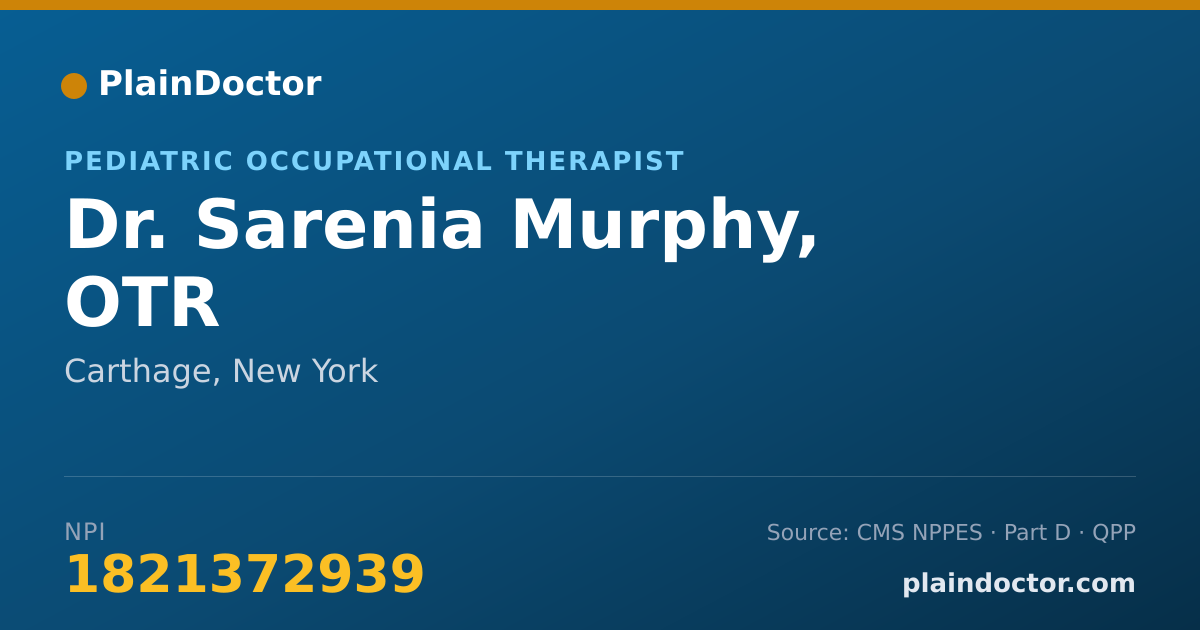 Shareable card for Sarenia Murphy, OTR - Pediatric Occupational Therapist, Carthage, NY