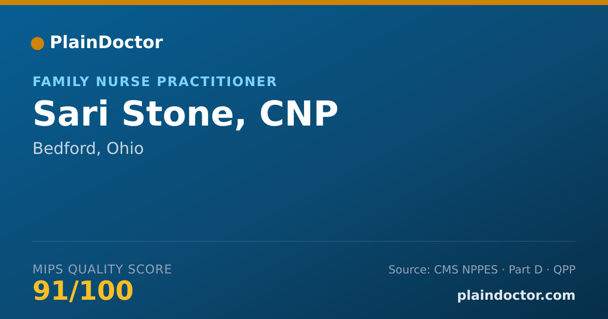 Shareable card for Sari Stone, CNP - Family Nurse Practitioner, Bedford, OH