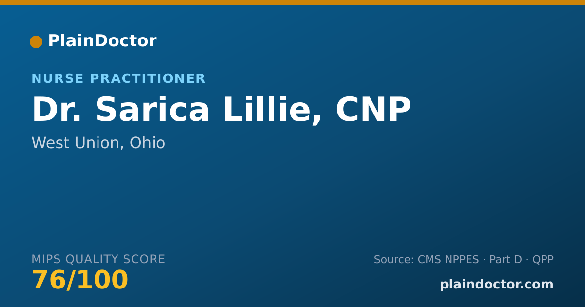Shareable card for Sarica Lillie, CNP - Nurse Practitioner, West Union, OH