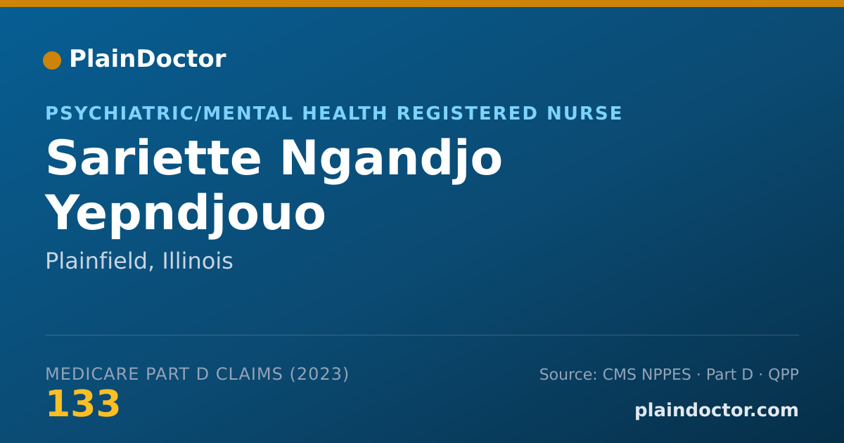 Shareable card for Sariette Ngandjo Yepndjouo - Psychiatric/Mental Health Registered Nurse, Plainfield, IL