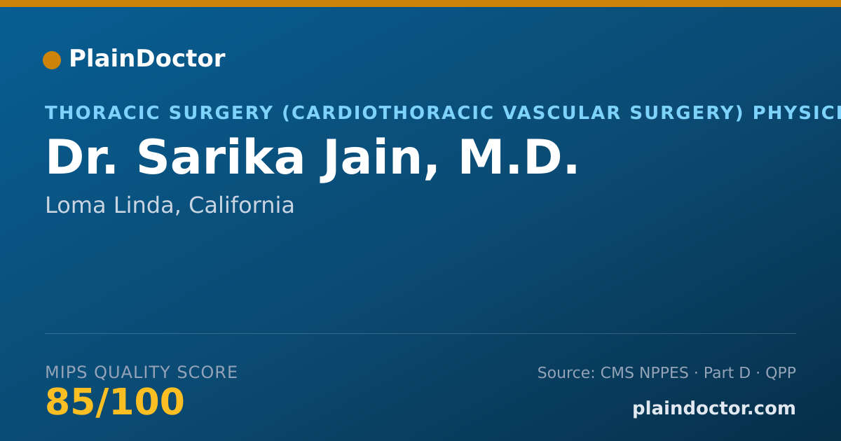 Shareable card for Sarika Jain, M.D. - Thoracic Surgery (Cardiothoracic Vascular Surgery) Physician, Loma Linda, CA