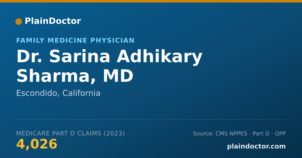 Shareable card for Sarina Adhikary Sharma, MD - Family Medicine Physician, Escondido, CA