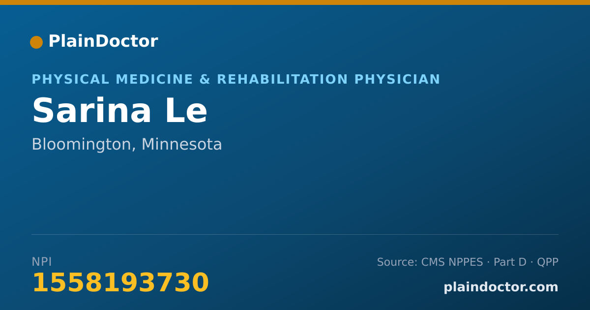 Shareable card for Sarina Le - Physical Medicine & Rehabilitation Physician, Bloomington, MN