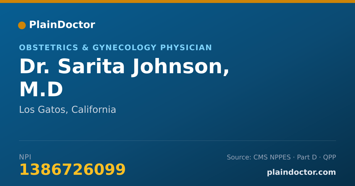 Shareable card for Sarita Johnson, M.D - Obstetrics & Gynecology Physician, Los Gatos, CA