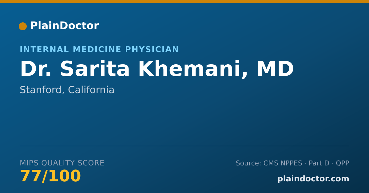 Shareable card for Sarita Khemani, MD - Internal Medicine Physician, Stanford, CA