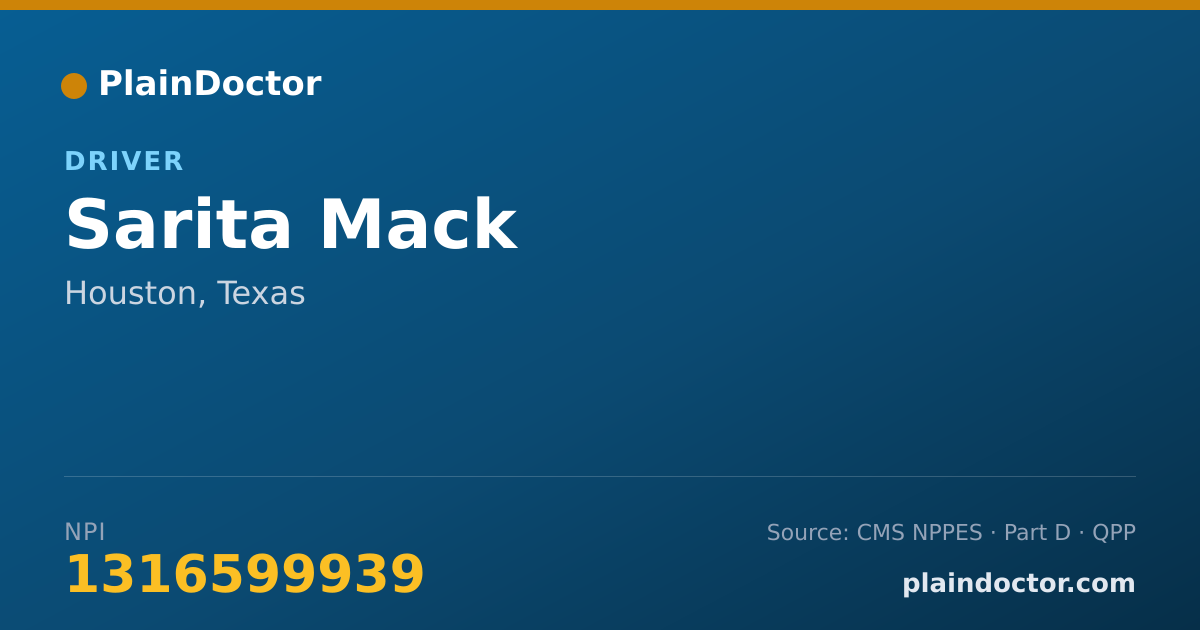 Shareable card for Sarita Mack - Driver, Houston, TX