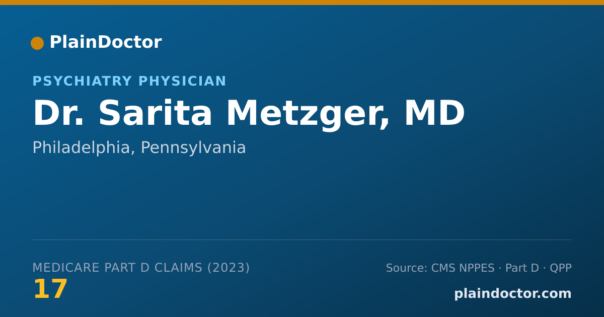 Shareable card for Sarita Metzger, MD - Psychiatry Physician, Philadelphia, PA