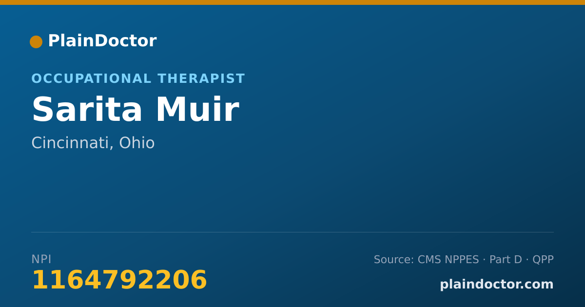 Shareable card for Sarita Muir - Occupational Therapist, Cincinnati, OH