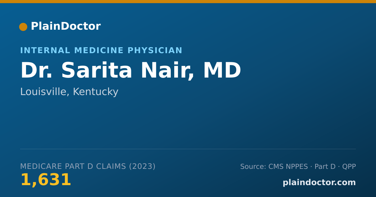 Shareable card for Sarita Nair, MD - Internal Medicine Physician, Louisville, KY