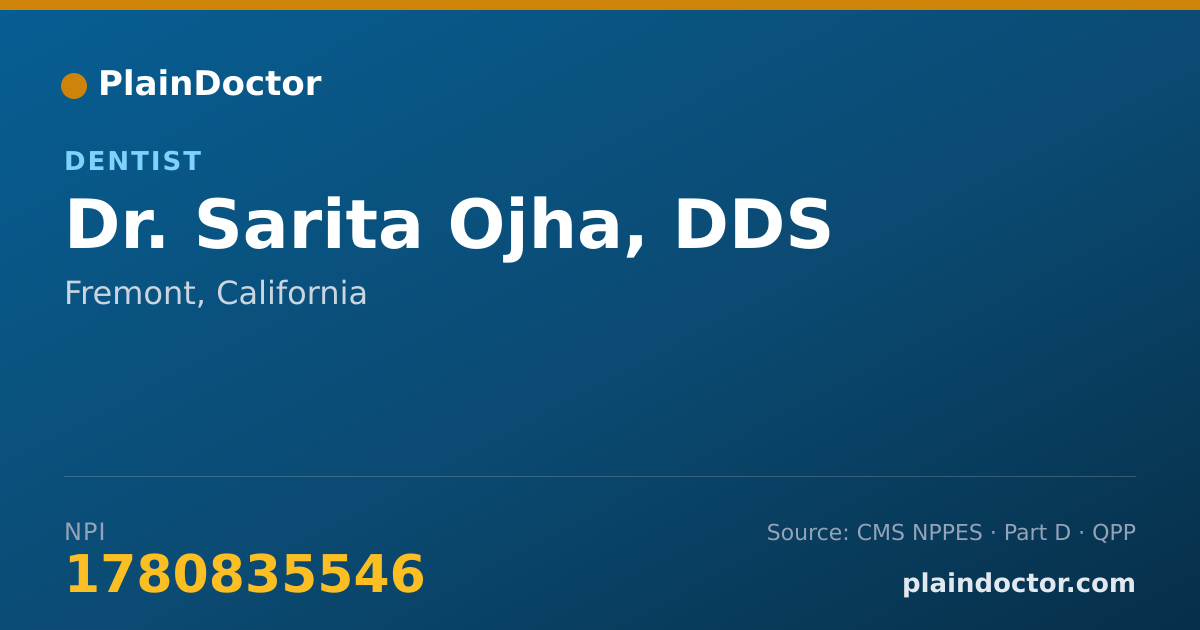 Shareable card for Sarita Ojha, DDS - Dentist, Fremont, CA