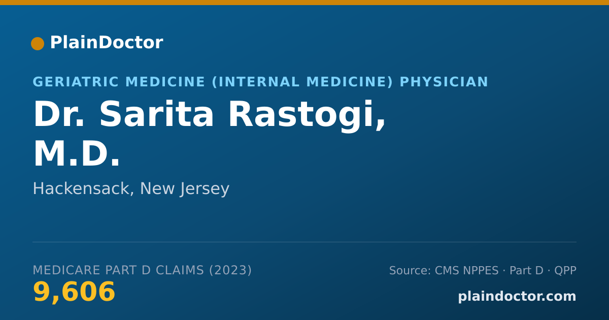 Shareable card for Sarita Rastogi, M.D. - Geriatric Medicine (Internal Medicine) Physician, Hackensack, NJ