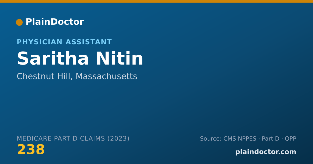 Shareable card for Saritha Nitin - Physician Assistant, Chestnut Hill, MA
