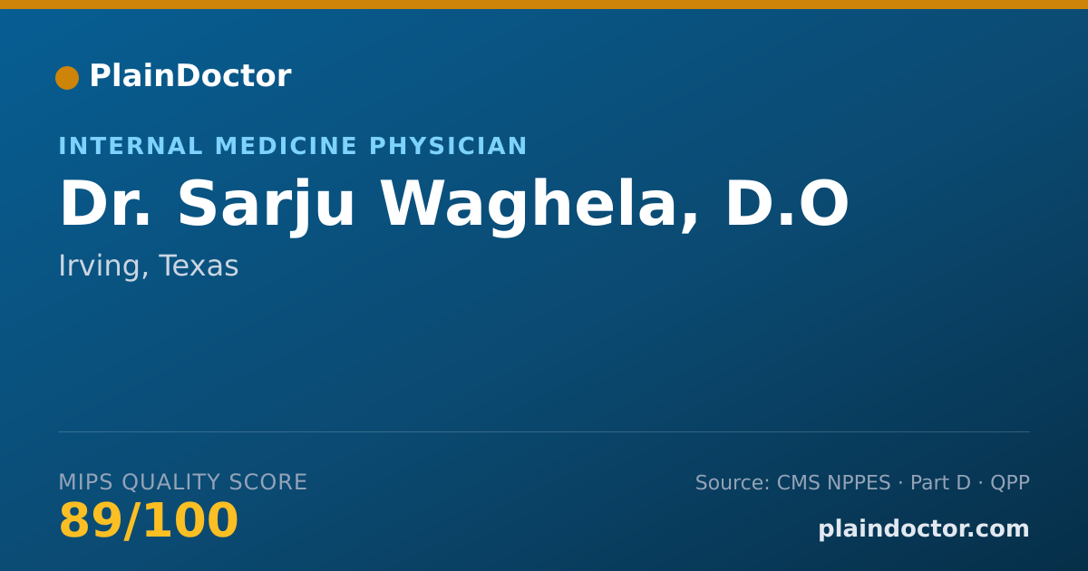 Shareable card for Sarju Waghela, D.O - Internal Medicine Physician, Irving, TX