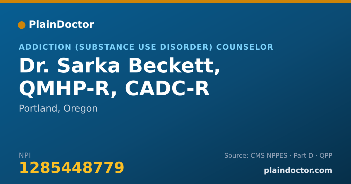 Shareable card for Sarka Beckett, QMHP-R, CADC-R - Addiction (Substance Use Disorder) Counselor, Portland, OR