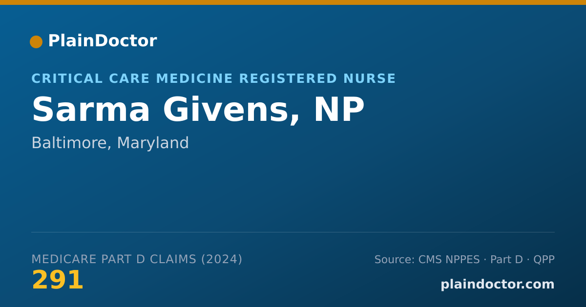 Shareable card for Sarma Givens, NP - Critical Care Medicine Registered Nurse, Baltimore, MD