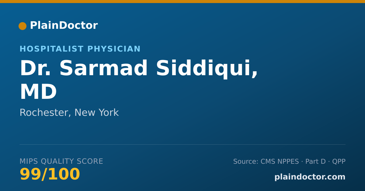 Shareable card for Sarmad Siddiqui, MD - Hospitalist Physician, Rochester, NY