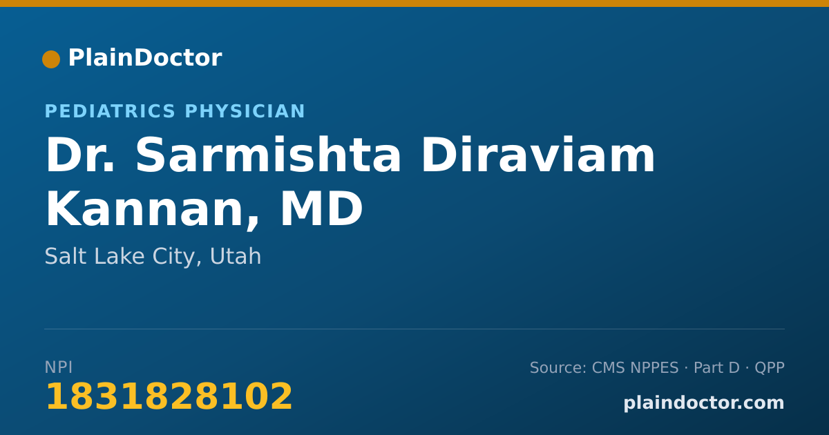 Shareable card for Sarmishta Diraviam Kannan, MD - Pediatrics Physician, Salt Lake City, UT