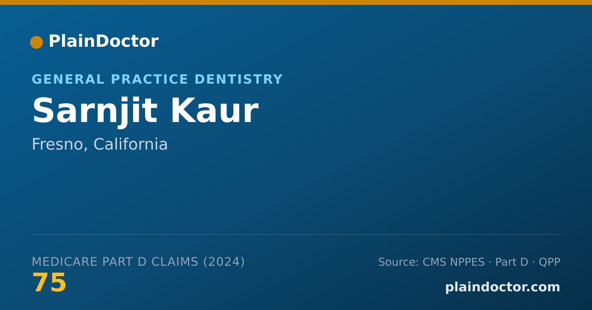 Shareable card for Sarnjit Kaur - General Practice Dentistry, Fresno, CA