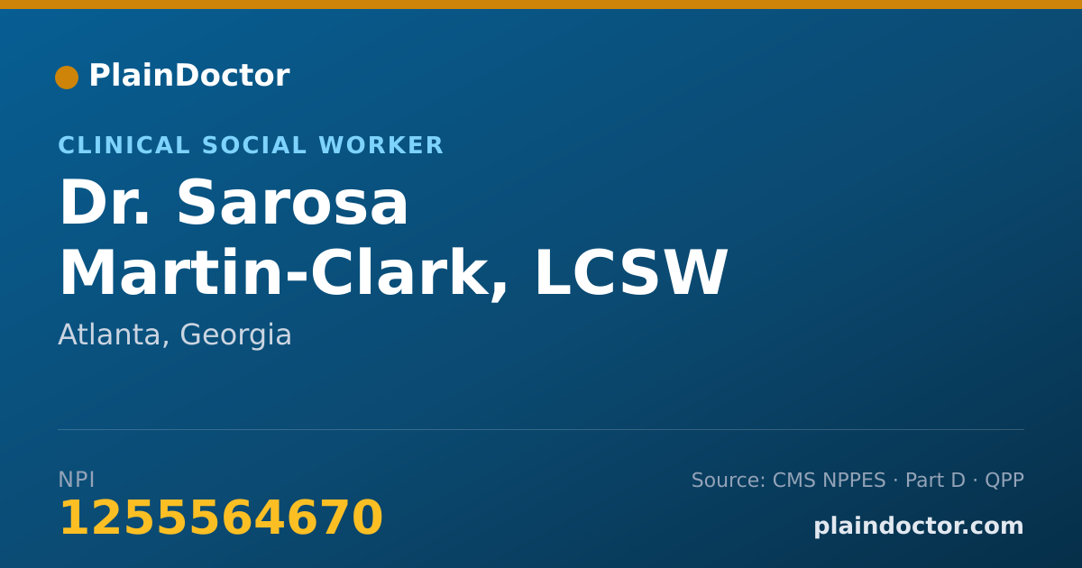Shareable card for Sarosa Martin-Clark, LCSW - Clinical Social Worker, Atlanta, GA