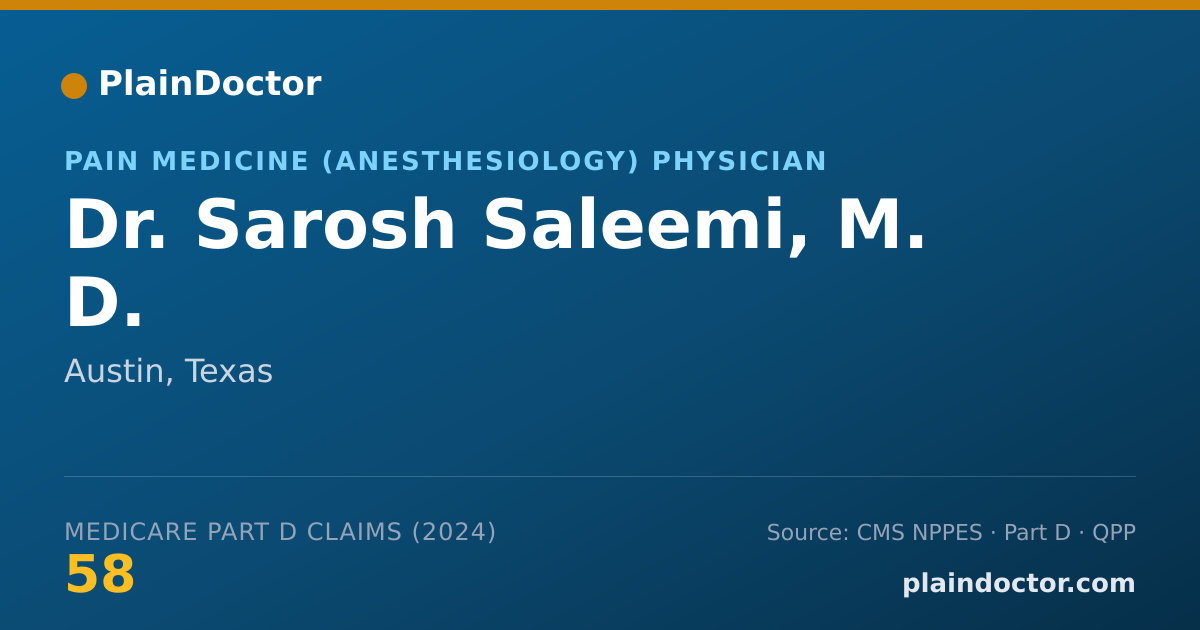 Shareable card for Sarosh Saleemi, M. D. - Pain Medicine (Anesthesiology) Physician, Austin, TX