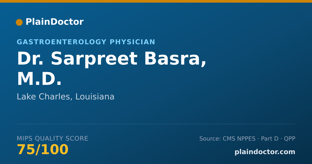 Shareable card for Sarpreet Basra, M.D. - Gastroenterology Physician, Lake Charles, LA