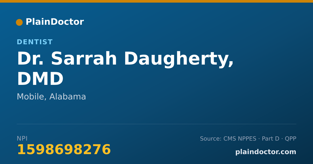 Shareable card for Sarrah Daugherty, DMD - Dentist, Mobile, AL