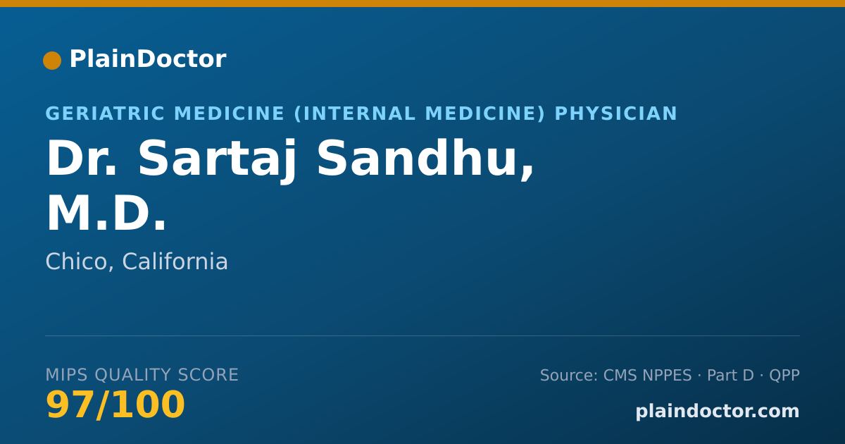 Shareable card for Sartaj Sandhu, M.D. - Geriatric Medicine (Internal Medicine) Physician, Chico, CA
