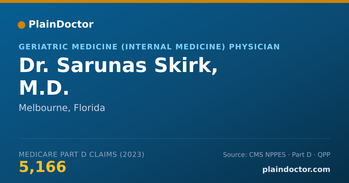 Shareable card for Sarunas Skirk, M.D. - Geriatric Medicine (Internal Medicine) Physician, Melbourne, FL