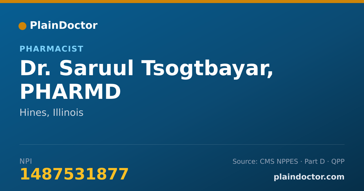 Shareable card for Saruul Tsogtbayar, PHARMD - Pharmacist, Hines, IL