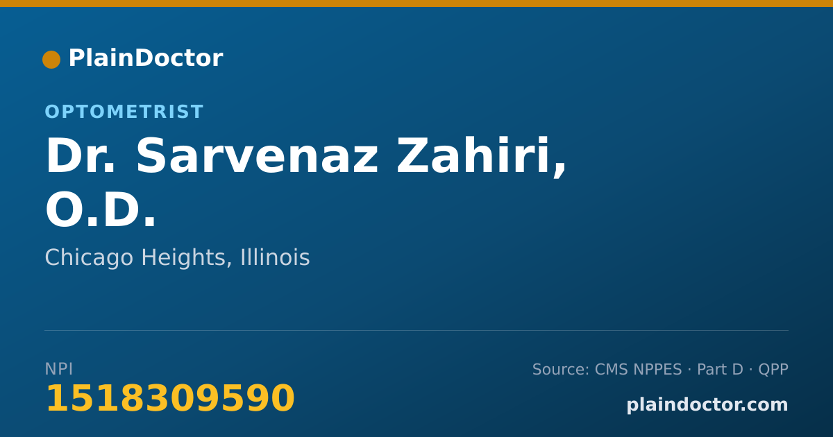 Shareable card for Sarvenaz Zahiri, O.D. - Optometrist, Chicago Heights, IL