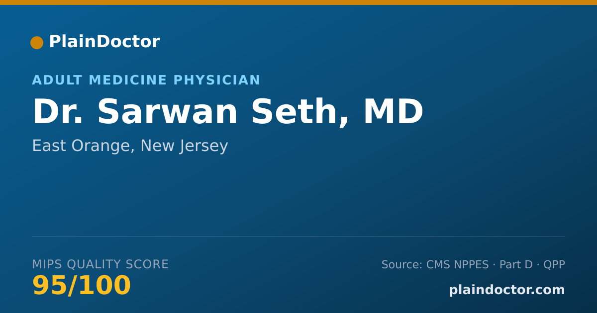 Shareable card for Sarwan Seth, MD - Adult Medicine Physician, East Orange, NJ